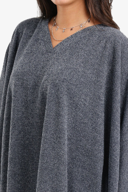 Polyester Oversized Poncho – Grey