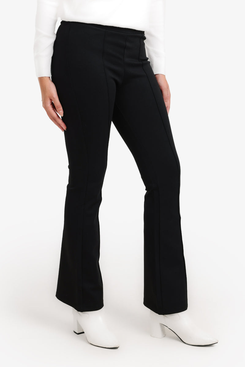 Jersey High-Waist Flare Pants – Black
