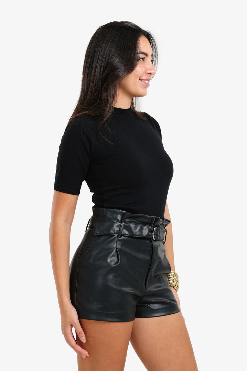 Polyamide Short Sleeve Pullover – Black