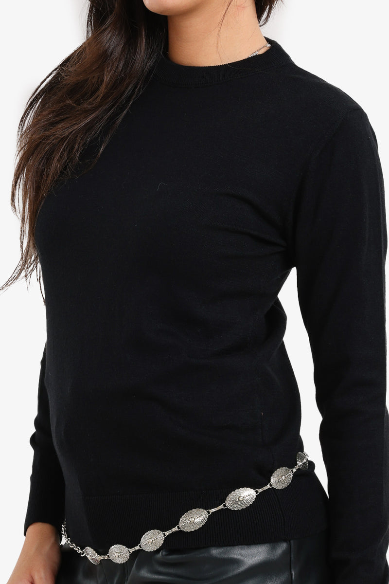 Polyamide Crew Neck Pullover – Black
