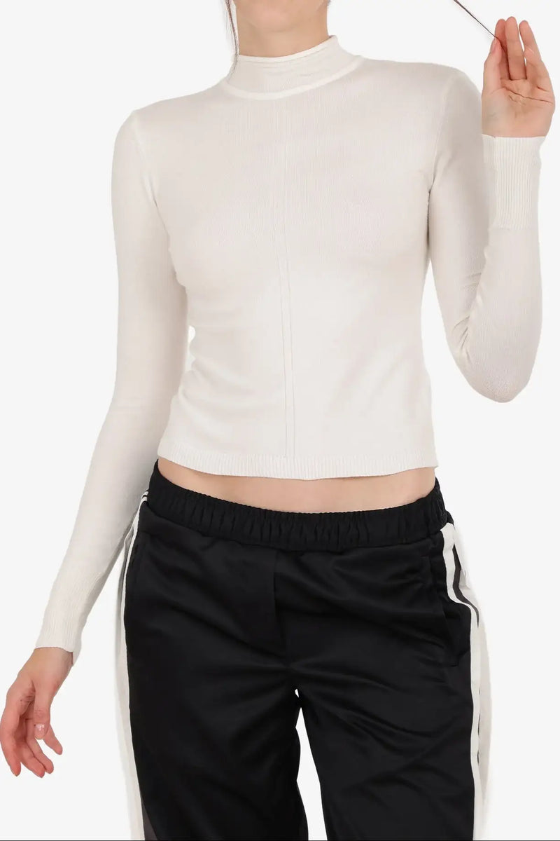 Tencel Solid Mock Neck Top – Off White