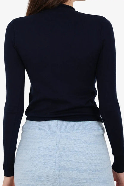Tencel Solid Mock Neck Top – Navy