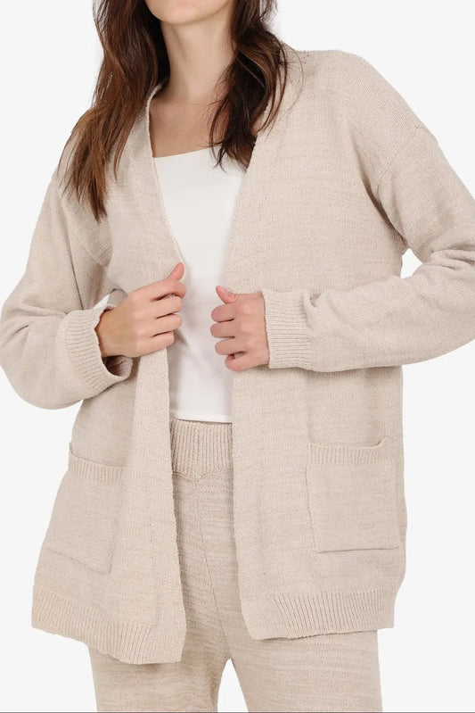 Polyester Blend Heathered Robe – Ivory
