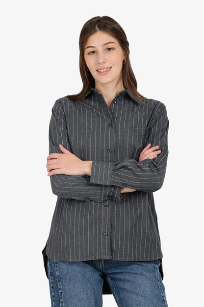 Poplin Striped Shirt – Grey