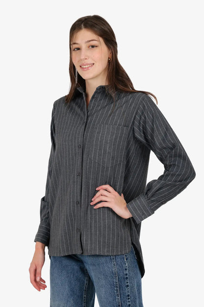 Poplin Striped Shirt – Grey