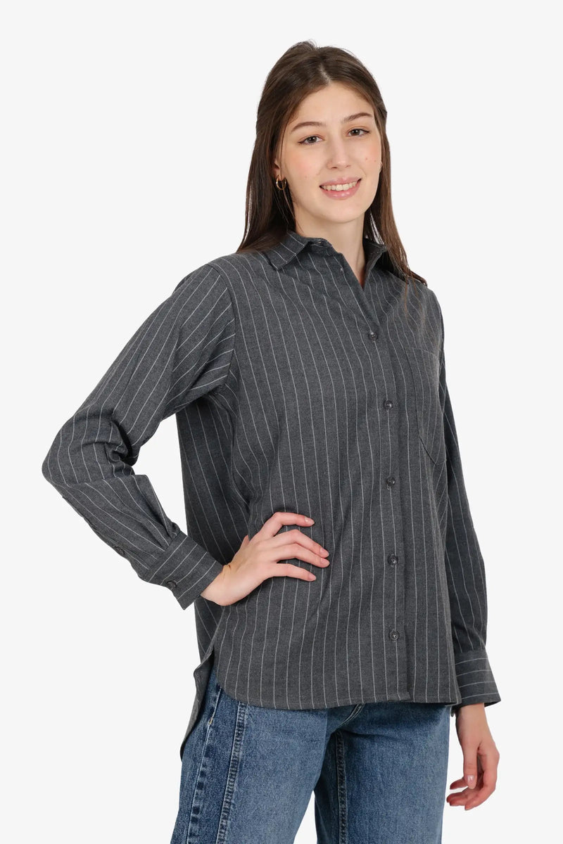 Poplin Striped Shirt – Grey