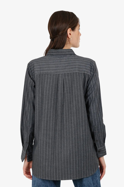 Poplin Striped Shirt – Grey