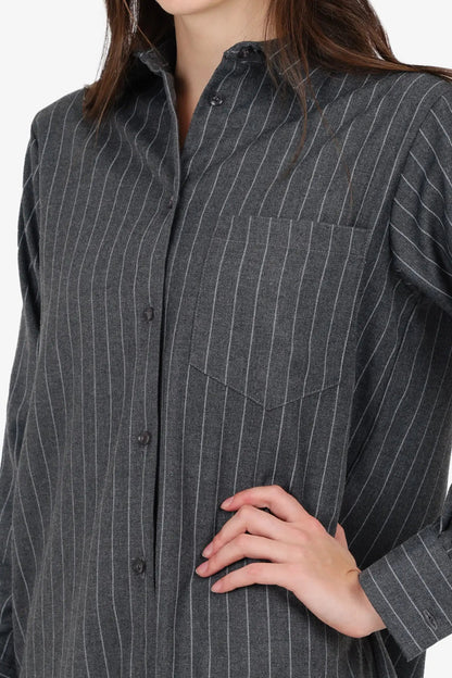 Poplin Striped Shirt – Grey