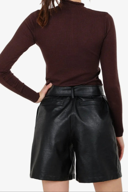 Tencel Solid Mock Neck Top – Dark Brown