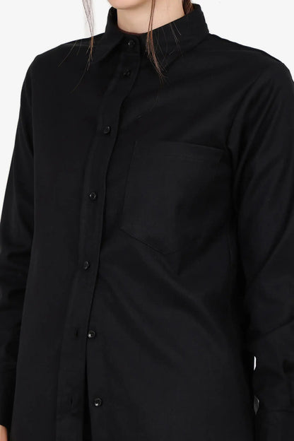 Poplin Solid High-Low Shirt – Black