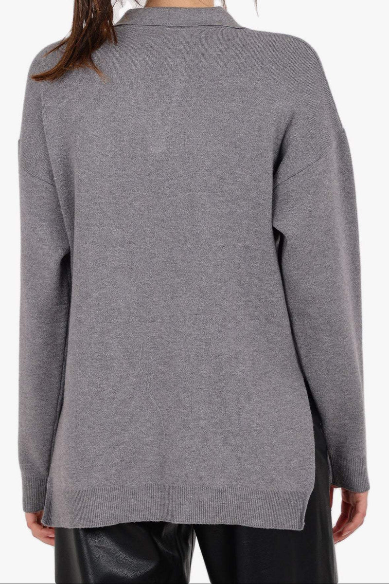 Polyamide Blend Solid Pullover – Grey