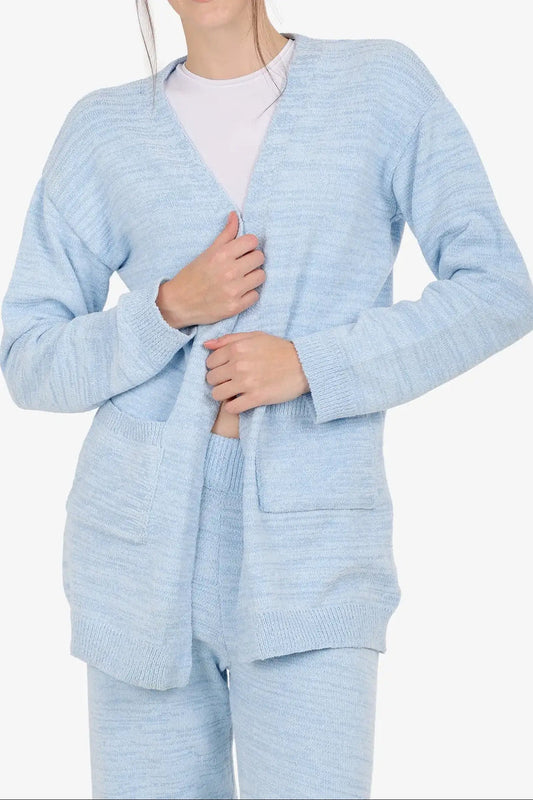 Polyester Blend Heathered Robe – Light Blue
