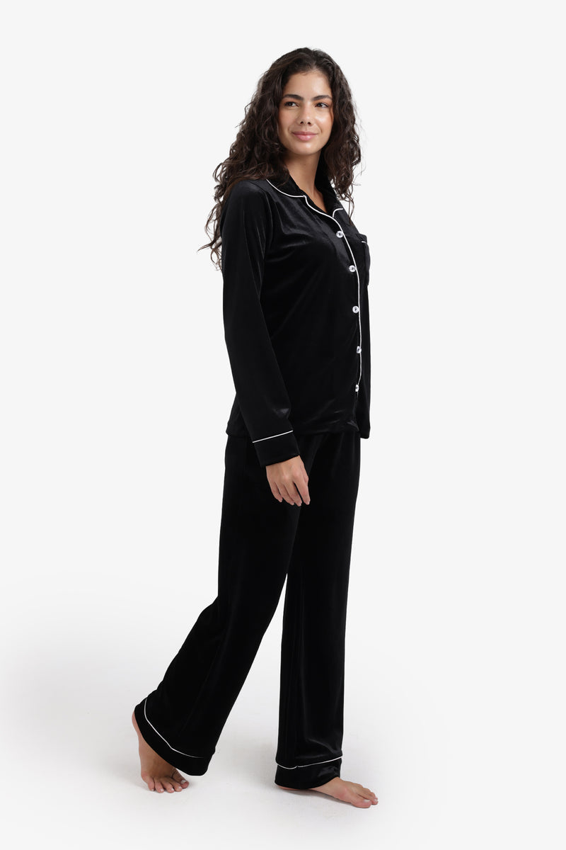 Velvet Pyjama Set – Black