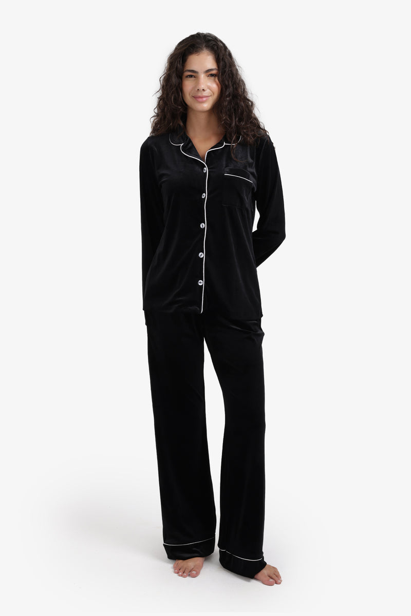 Velvet Pyjama Set – Black