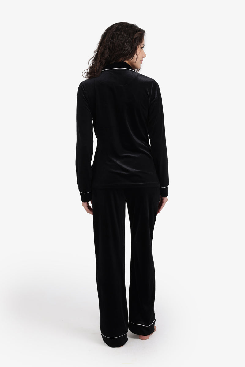 Velvet Pyjama Set – Black