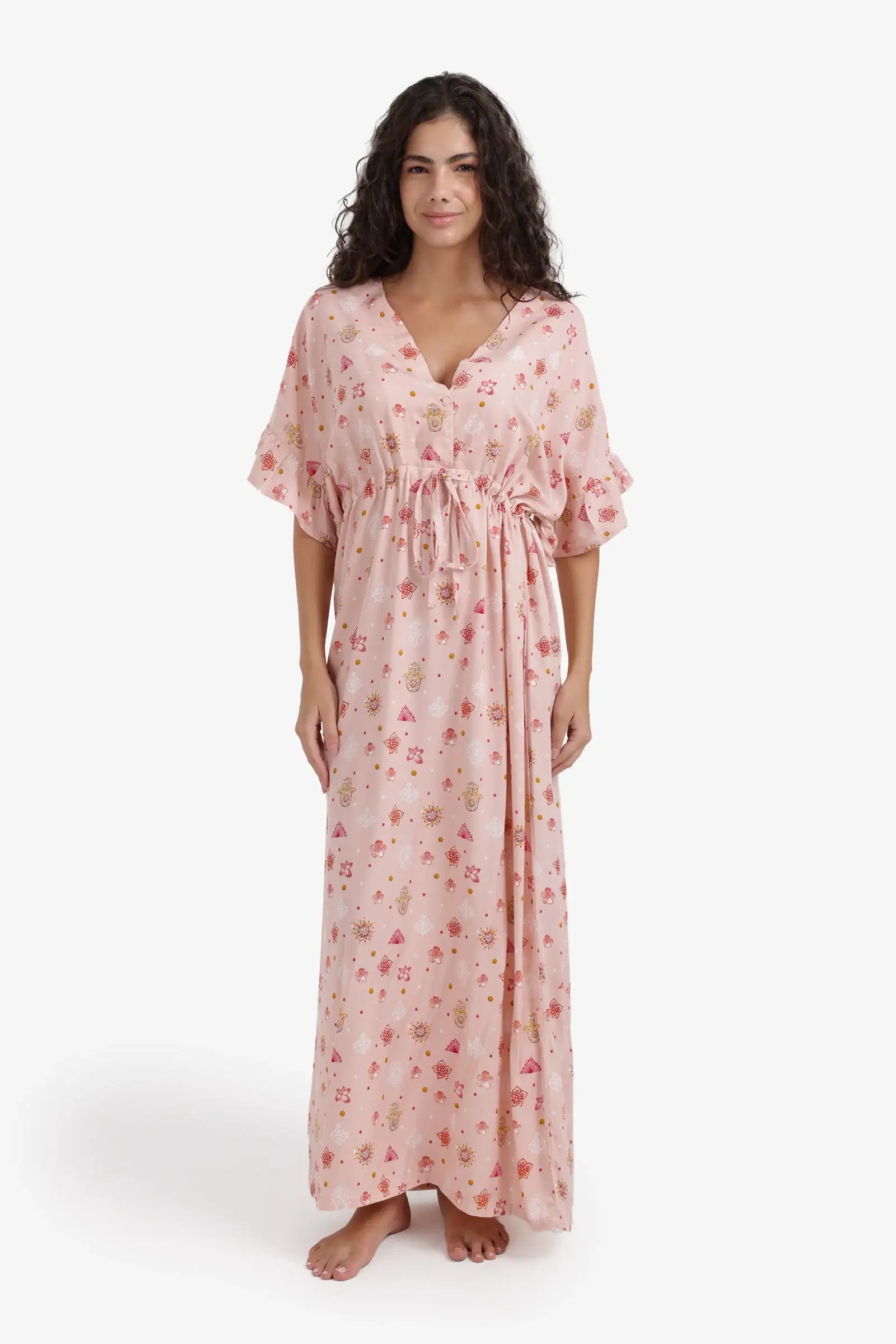 Floral Print Tie-Back Nightgown – Multicolor