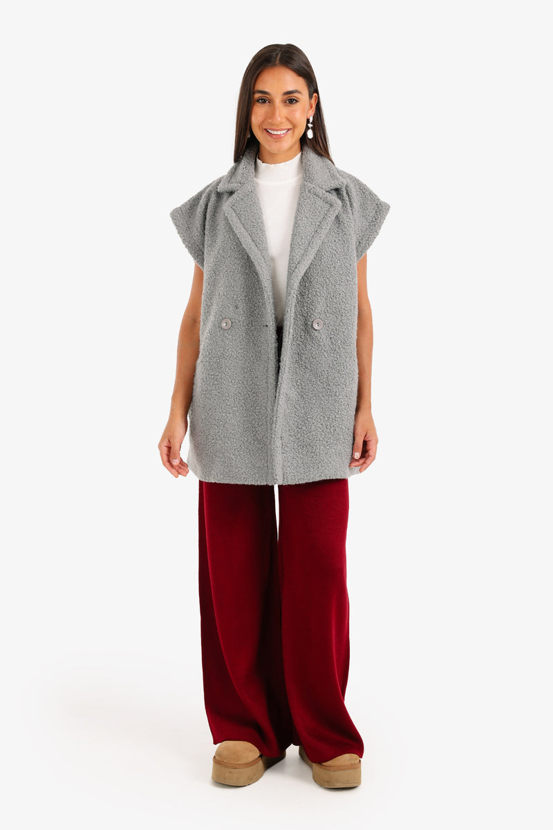 Acrylic Solid High-Waisted Lounge Pants – Wine