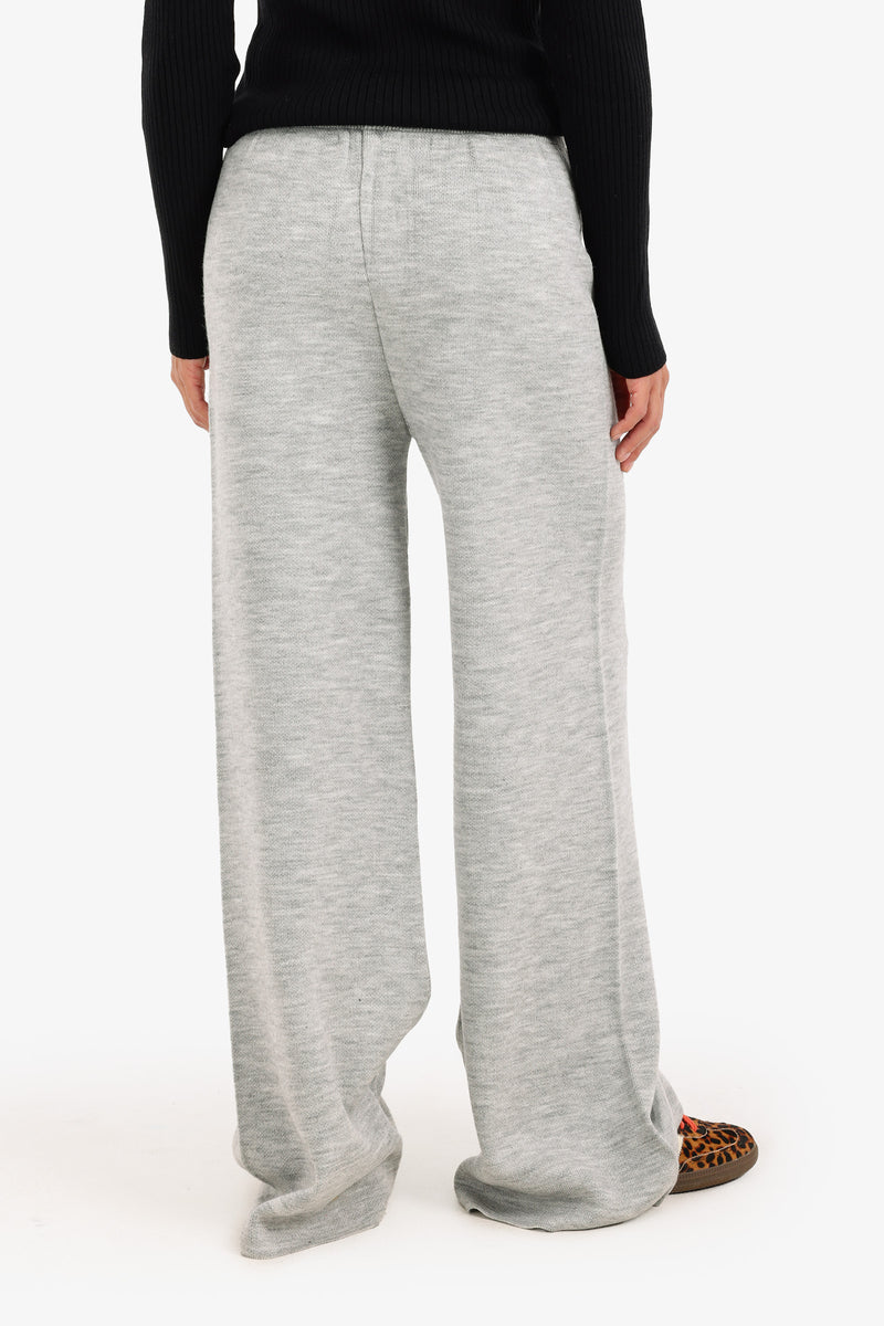 Acrylic Solid High-Waisted Lounge Pants – Grey