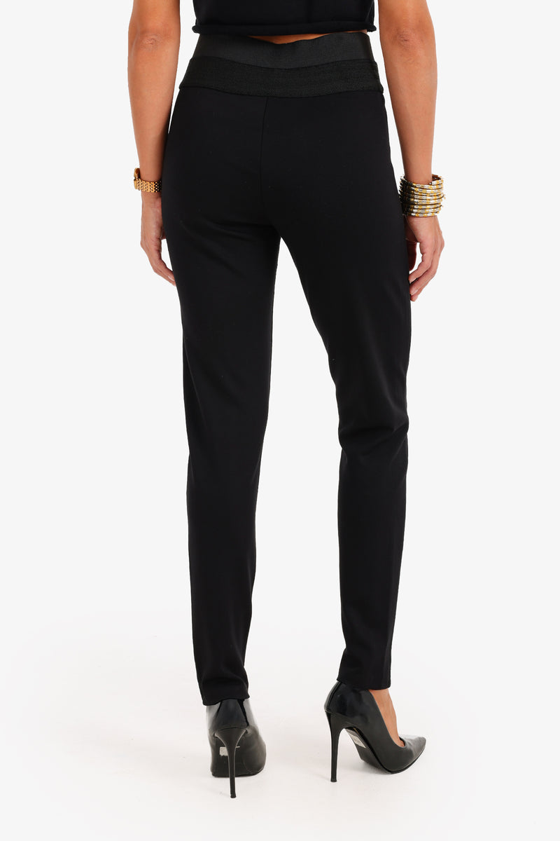 Cotton High-Waisted Skinny Leggings – Black