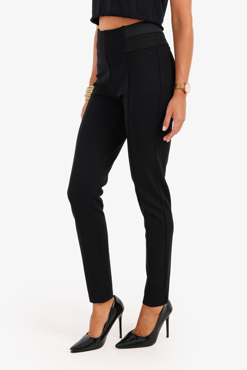 Cotton High-Waisted Skinny Leggings – Black