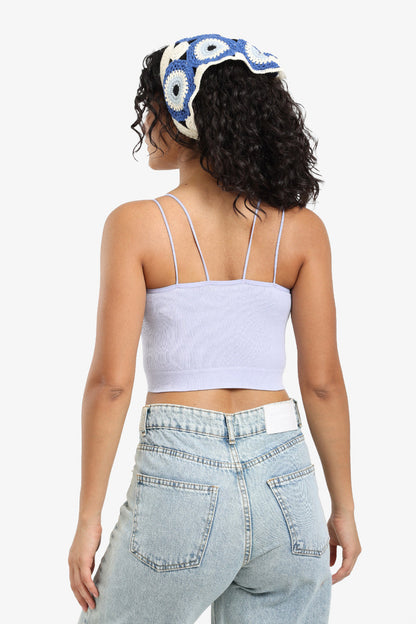 Polyamide Ribbed Double-Strap Top – Lavender