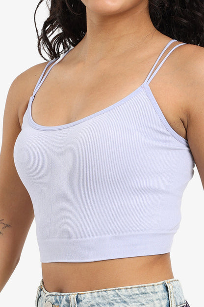 Polyamide Ribbed Double-Strap Top – Lavender