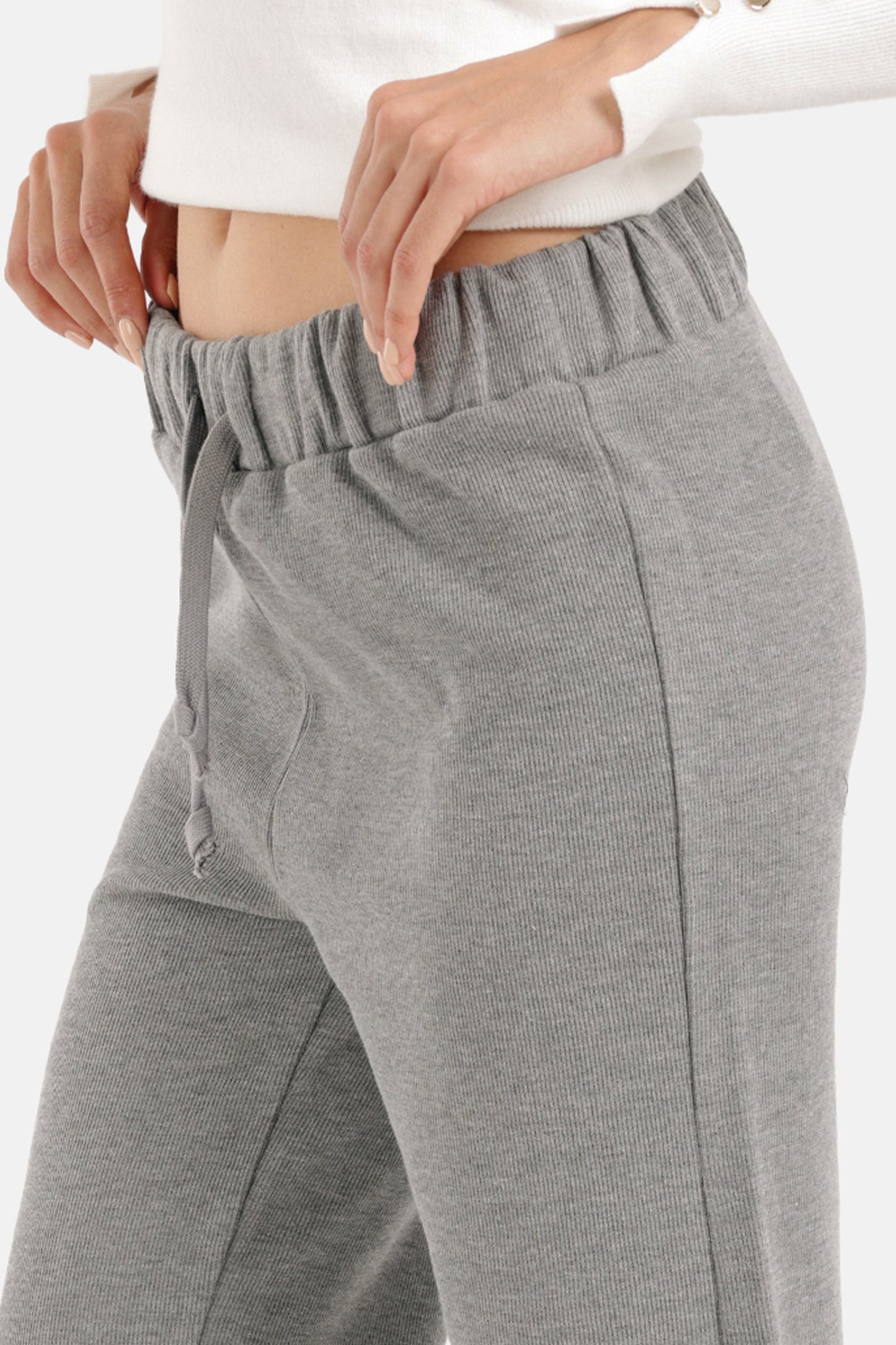 Cotton Blend Ribbed Lounge Pants – Medium Grey