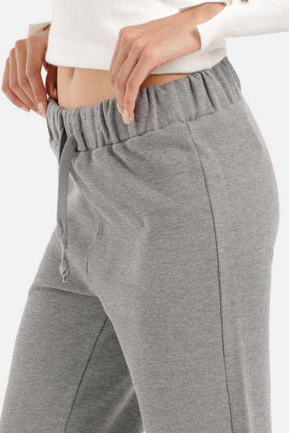 Cotton Blend Ribbed Lounge Pants – Medium Grey