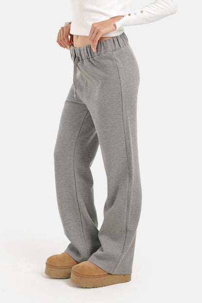 Cotton Blend Ribbed Lounge Pants – Medium Grey