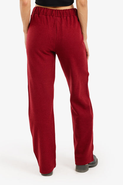 Cotton Blend Ribbed Lounge Pants – Burgundy