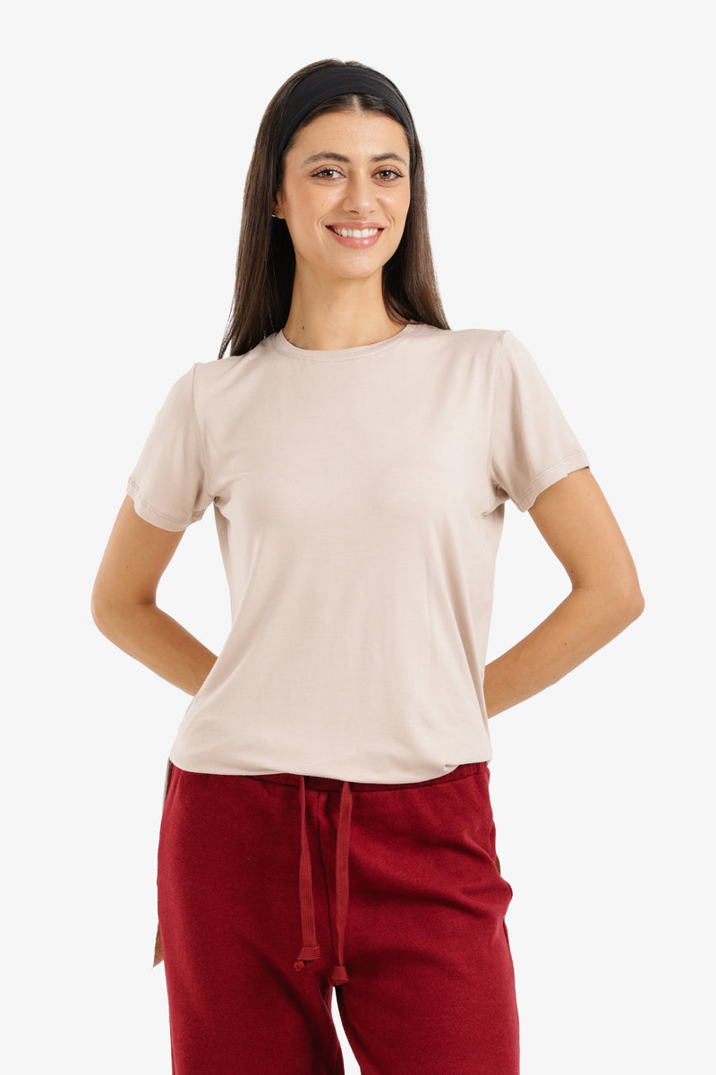 Solid Longline Relaxed T-Shirt – Beige
