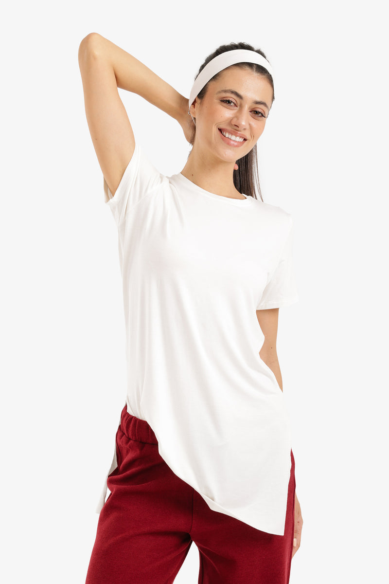 Solid Longline Relaxed T-Shirt – Off White