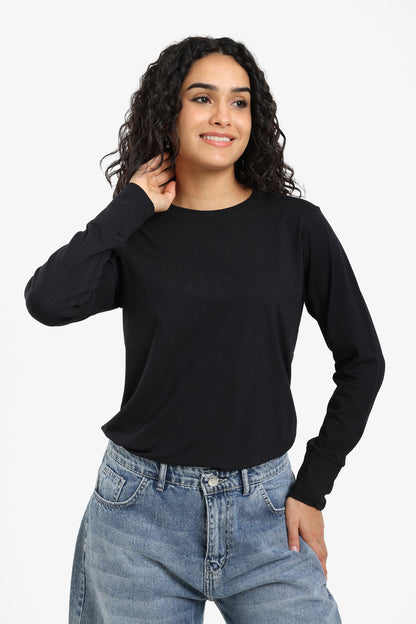 Cotton Solid T-Shirt - Black