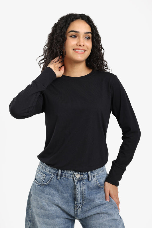 Cotton Solid T-Shirt - Black
