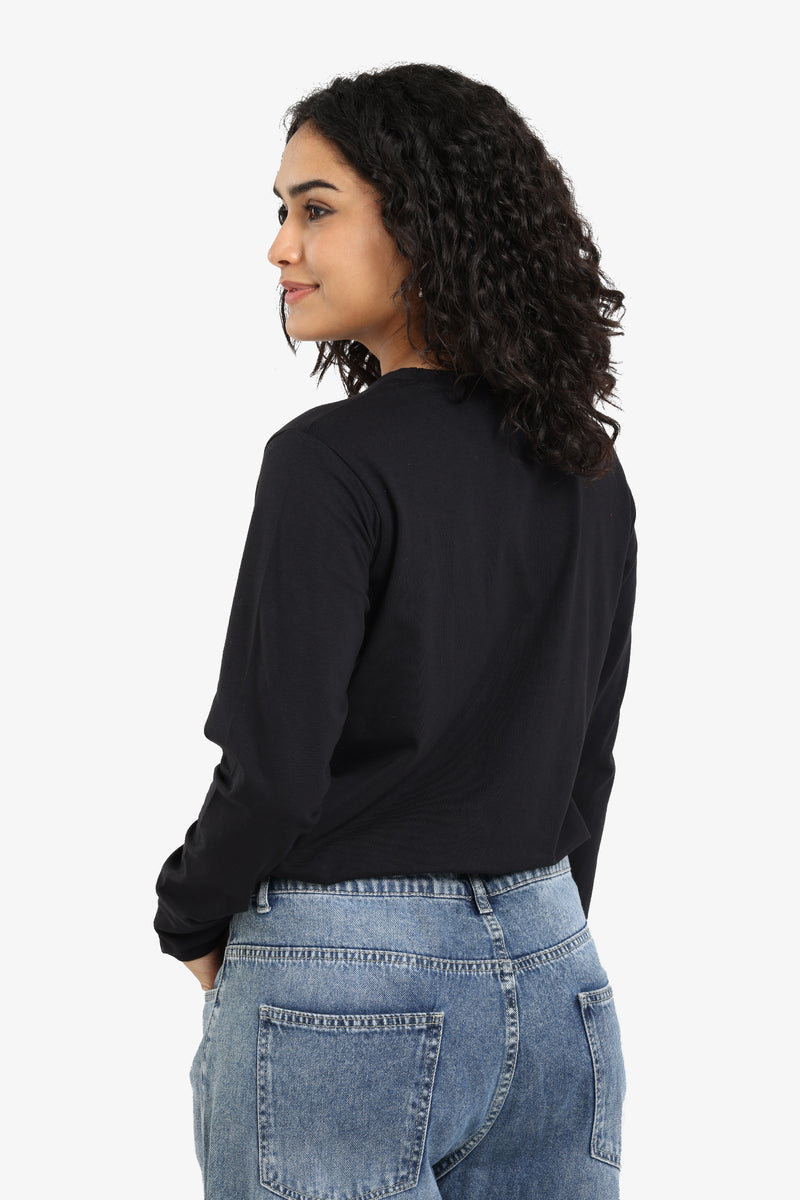 Cotton Solid T-Shirt - Black