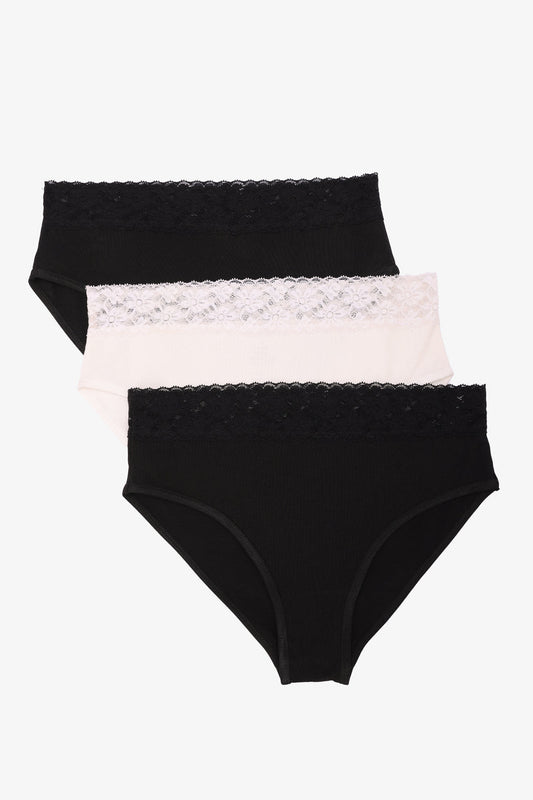 Pack of 3 Polyamide Lace Brief Panties – Multicolor