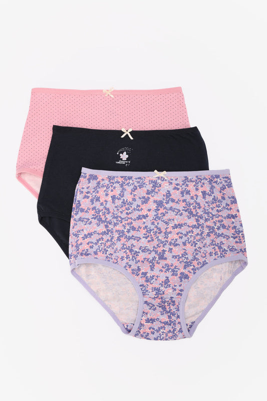 Pack of 3 Cotton Colored Full Brief Panties – Multicolor