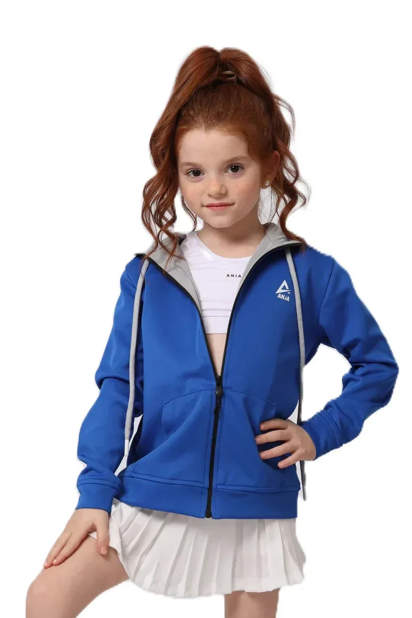 Contrast Zip-Up Hoodie - Blue