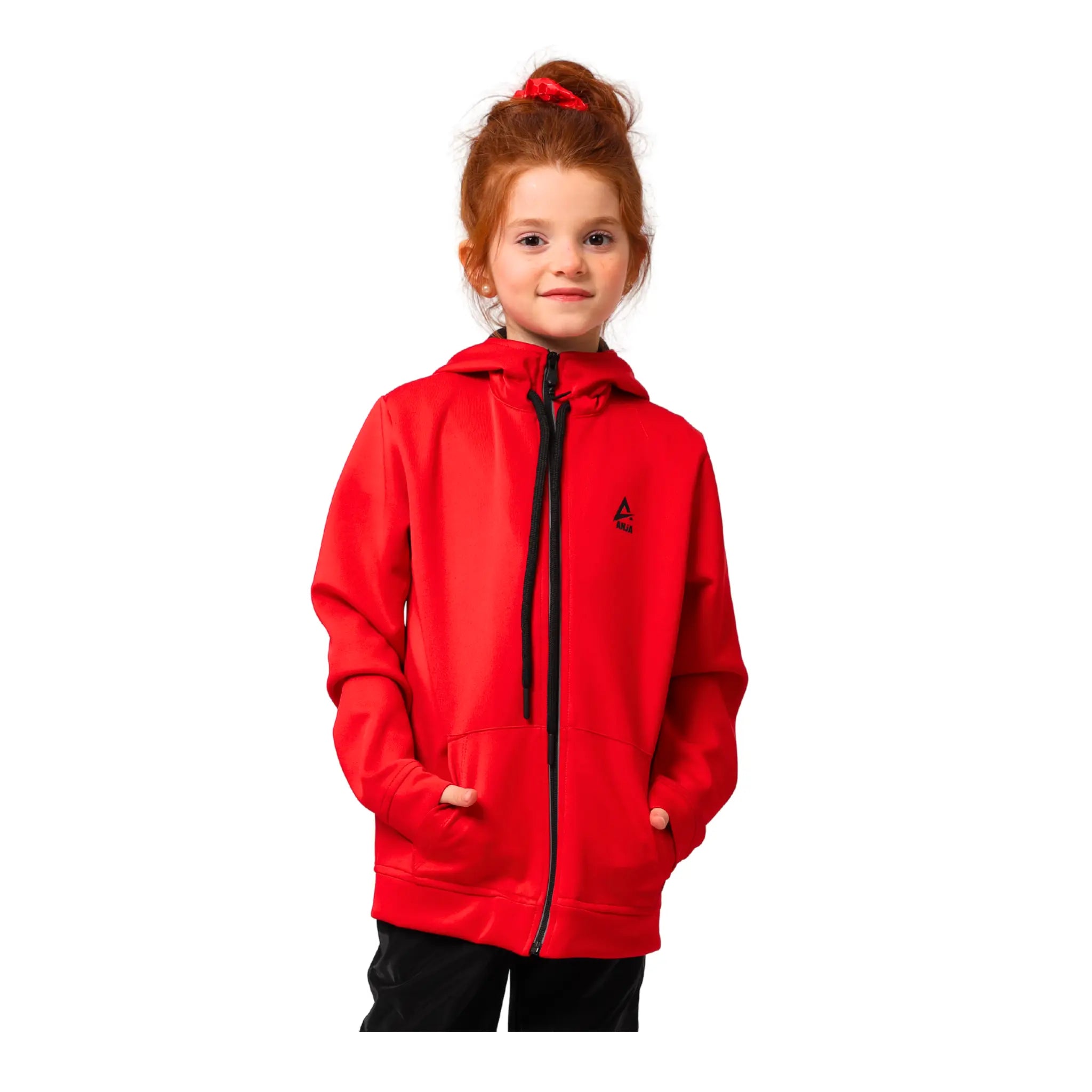 Contrast Zip-Up Hoodie - Red