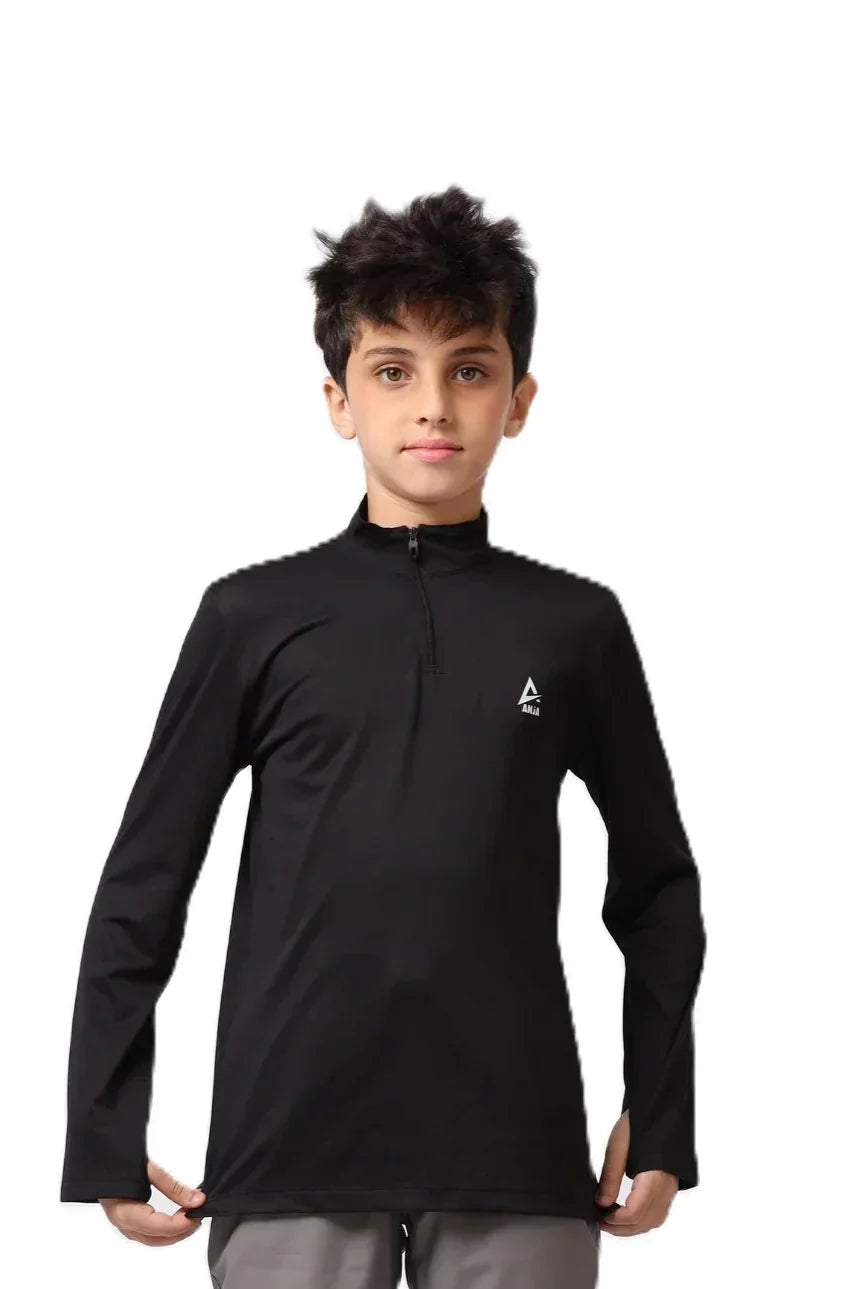 Minimal Quarter Zip Performance Top - Black