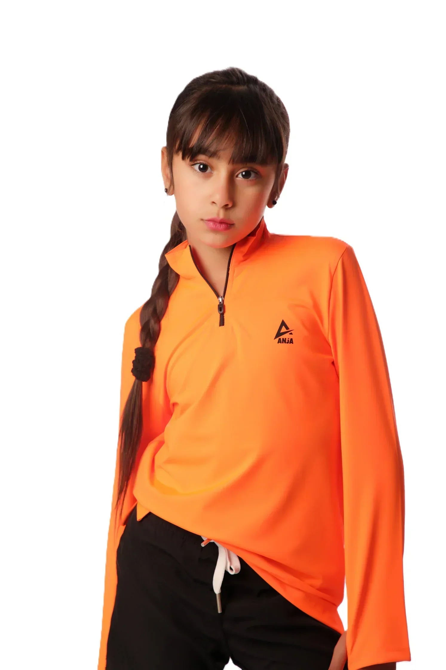 Minimal Quarter Zip Performance Top - Orange