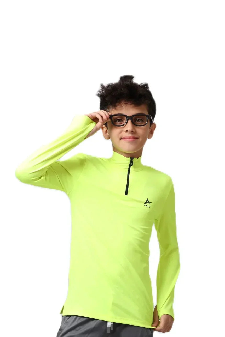 Minimal Quarter Zip Performance Top - Neon Yellow