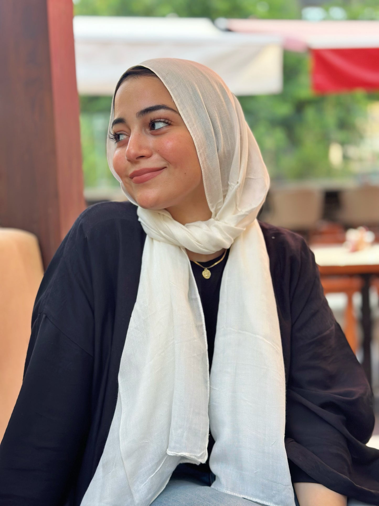 Cotton Plain Hijab – Creamy