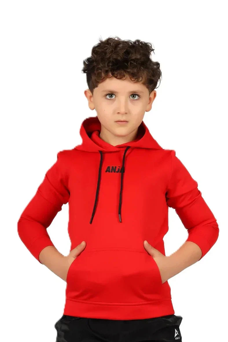 Contrast Kangaroo Hoodie - Red