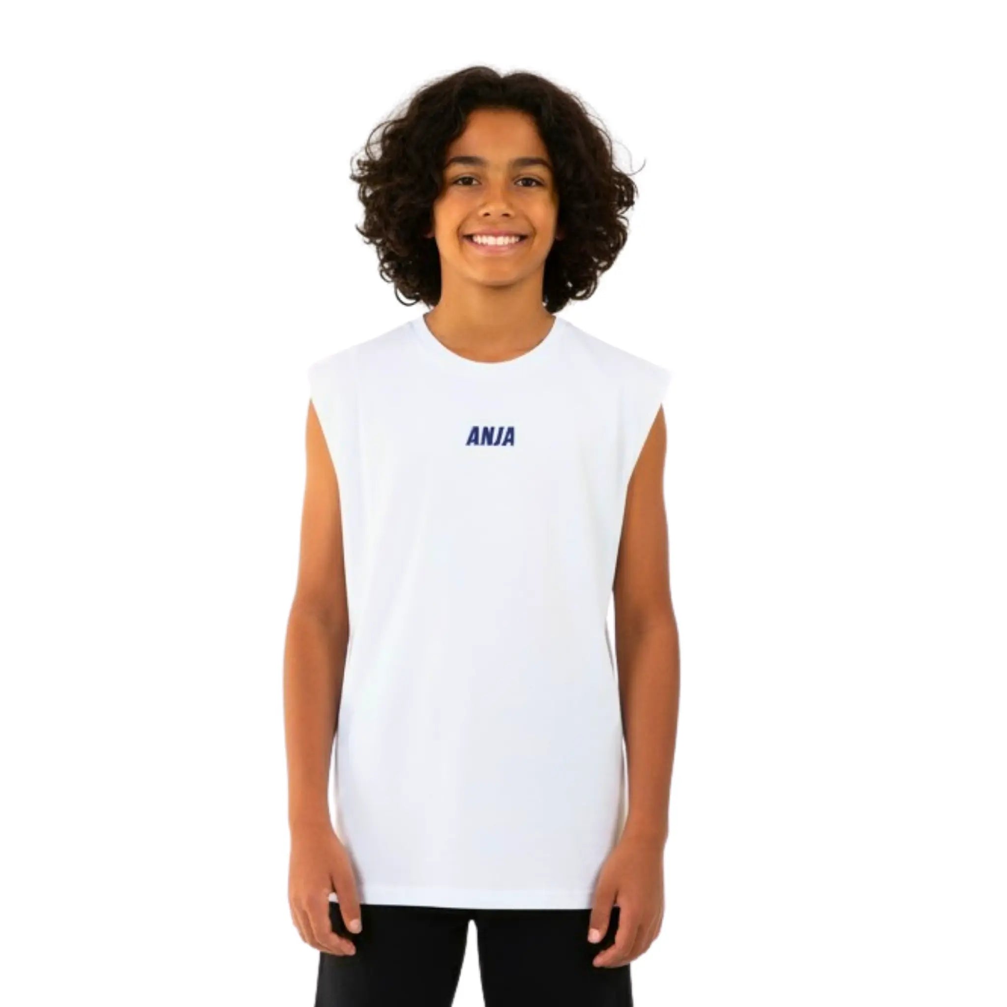 Minimal Logo Cap Sleeve Athletic Top - White