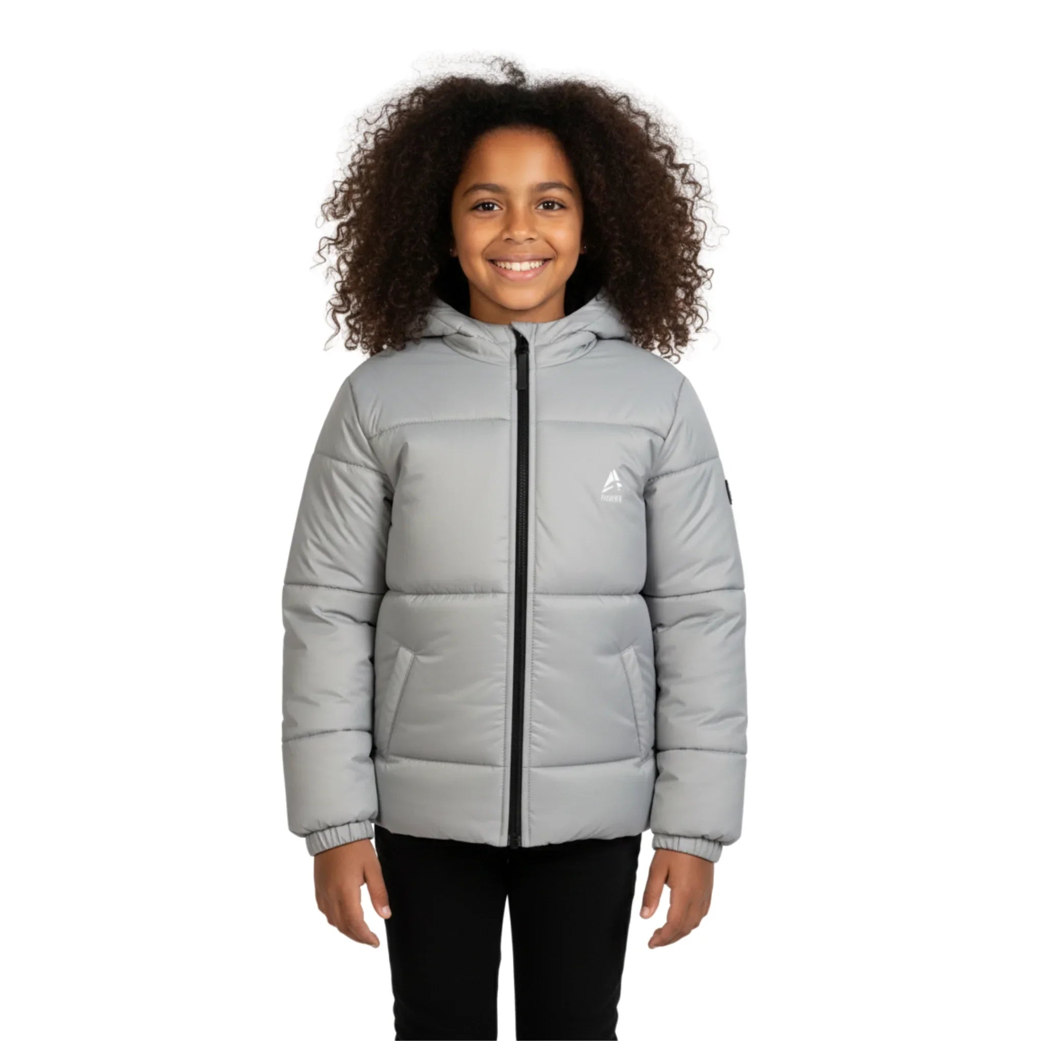 Hooded Quilted Puffer Jacket - Grey