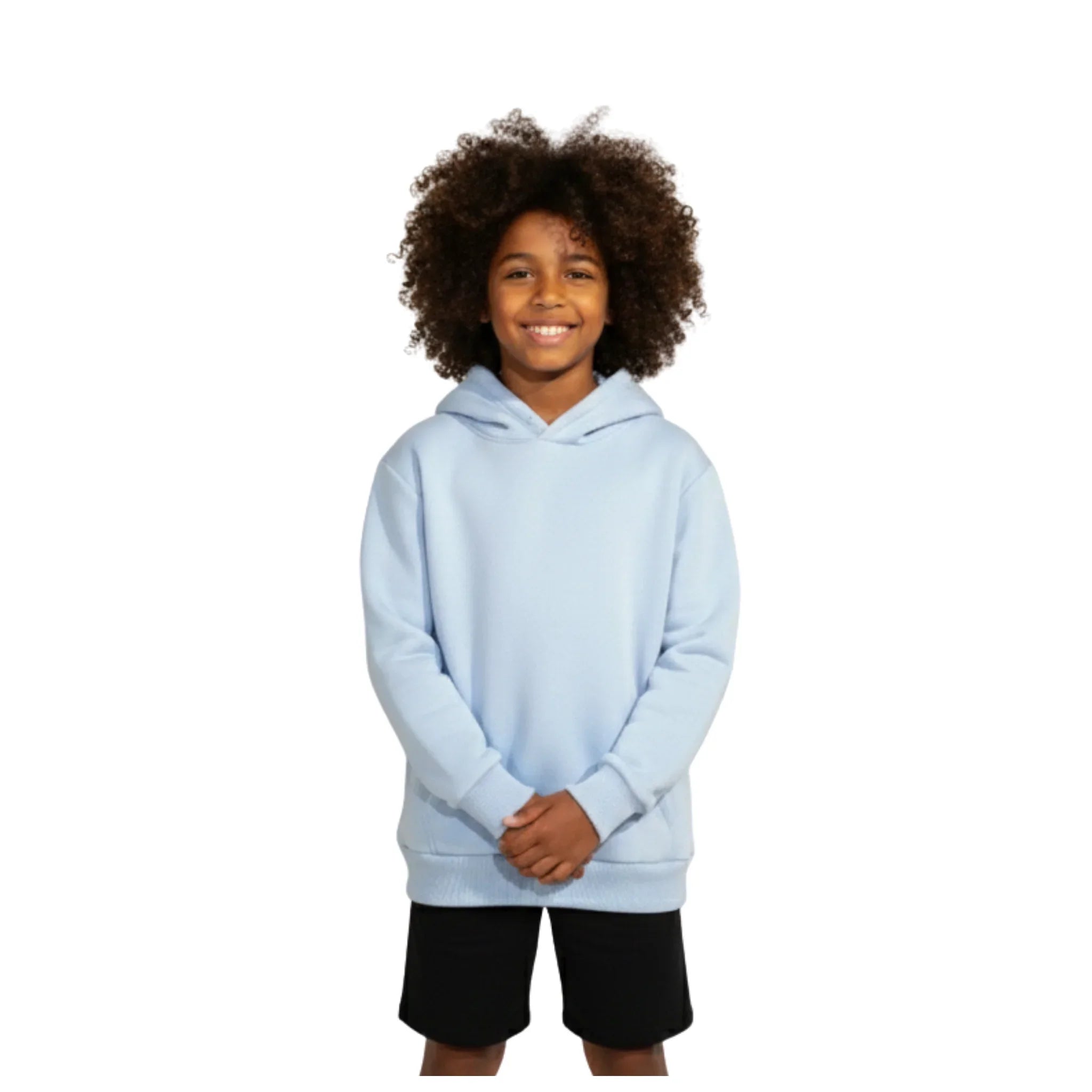Plain Kangaroo Hoodie Pockets  - Light Blue