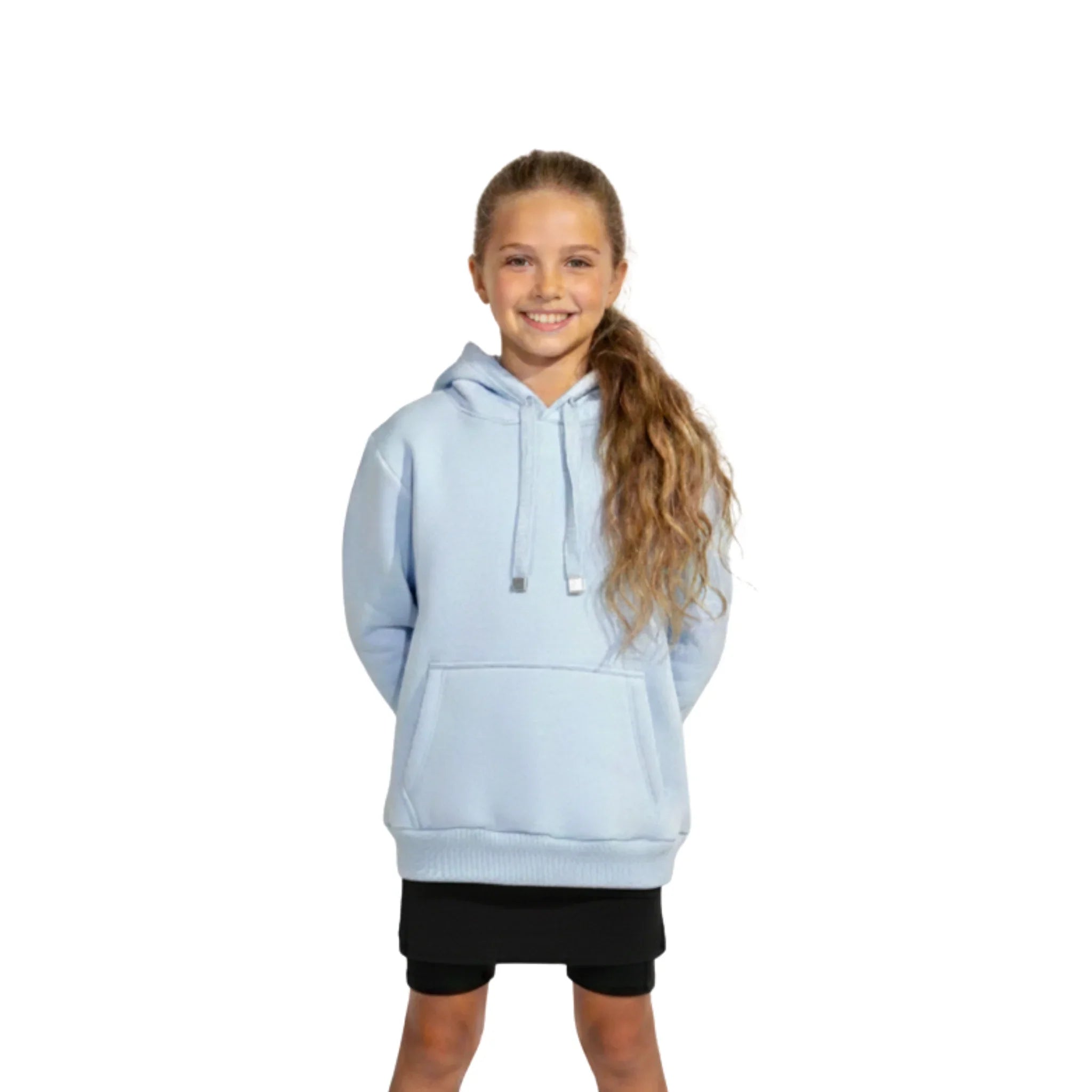 Plain Kangaroo Hoodie Pockets - Light Blue