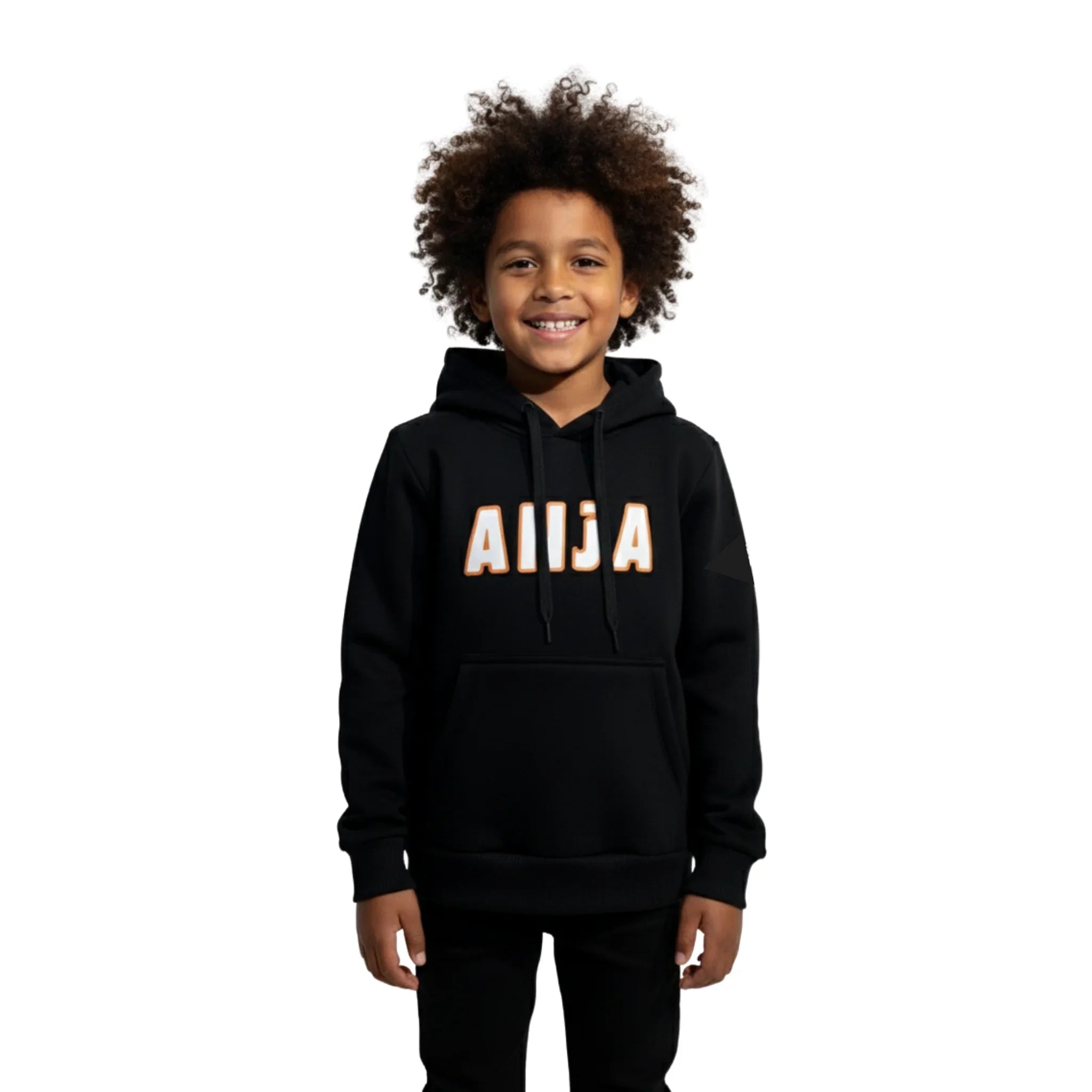 Graphic Logo Kangaroo Pockets Hoodie - Black