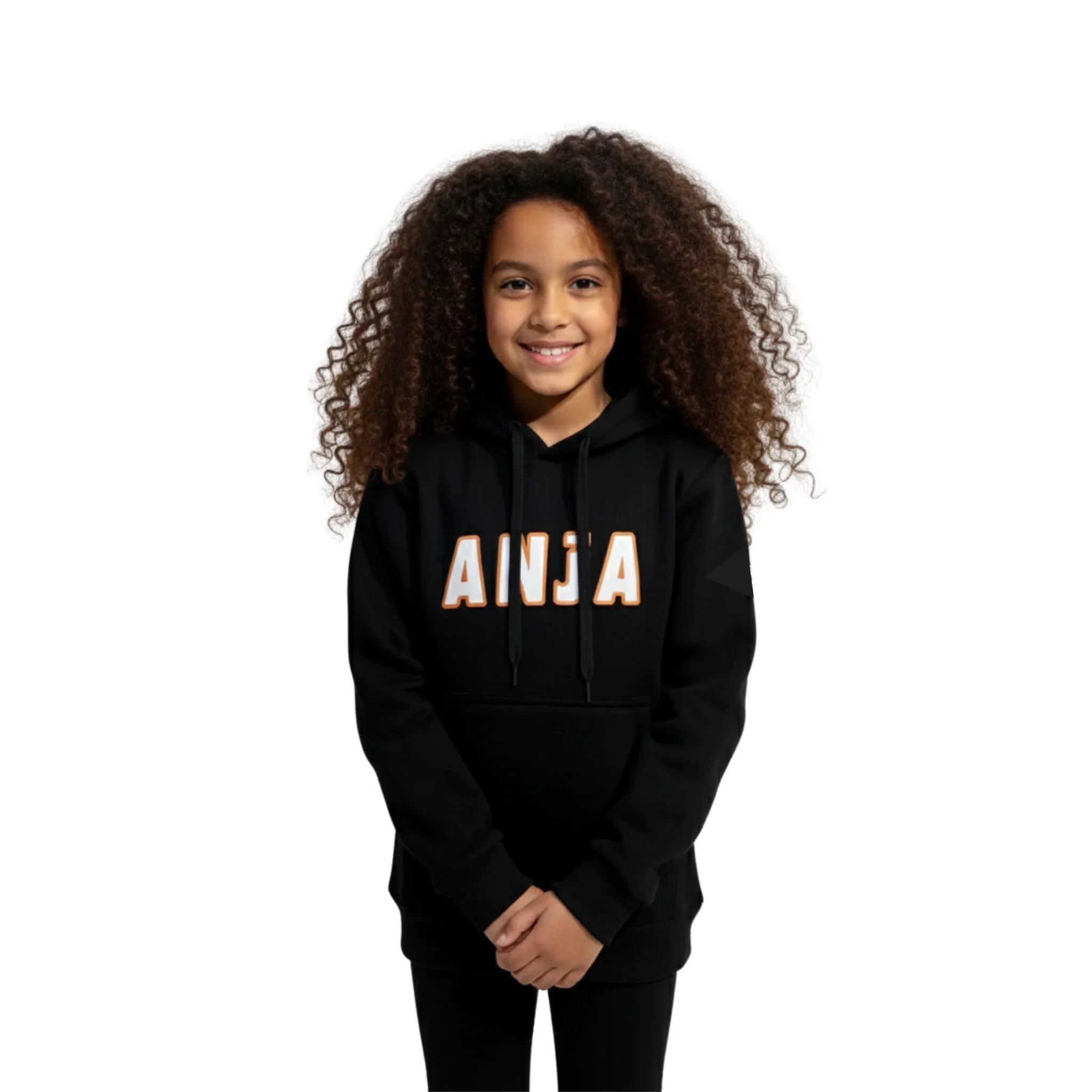 Graphic Logo Kangaroo Pockets Hoodie - Black